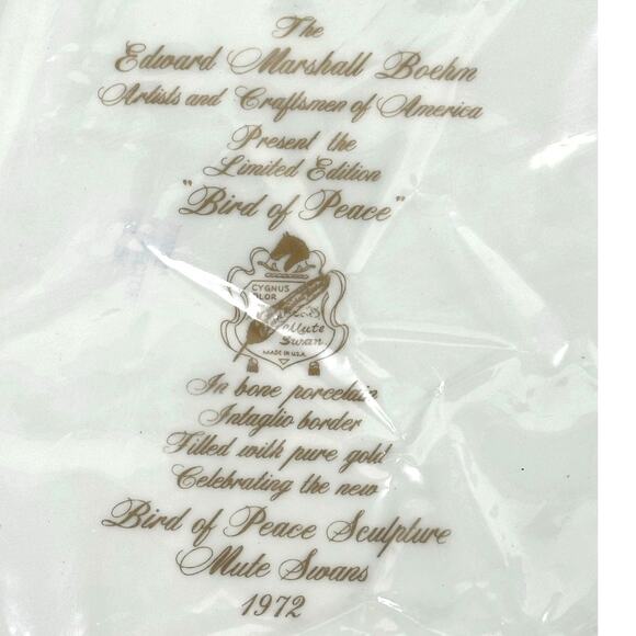 Edward Marshall Boehm "Bird of Peace" 1972 Gold RIm 13" Plate Presentation Box - Picture 9 of 13